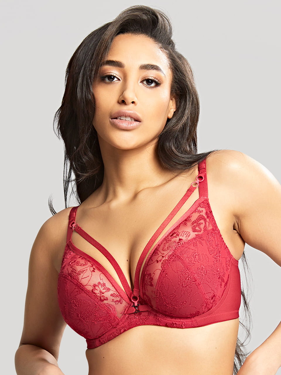 Non-padded Cup Plunge Bra with Decollete Yasmin Ruby 1