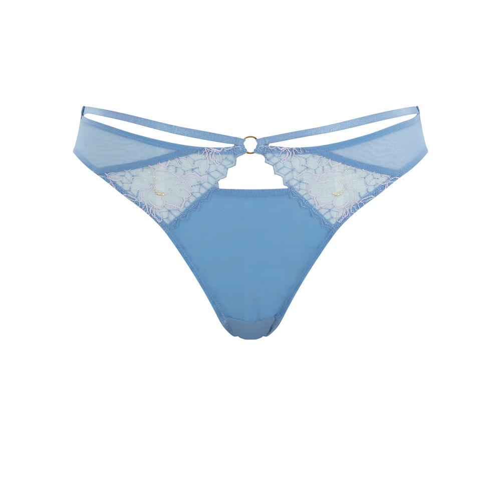 Brazilian Brief with detailed embroidery Valentine Luxe Denim Blue