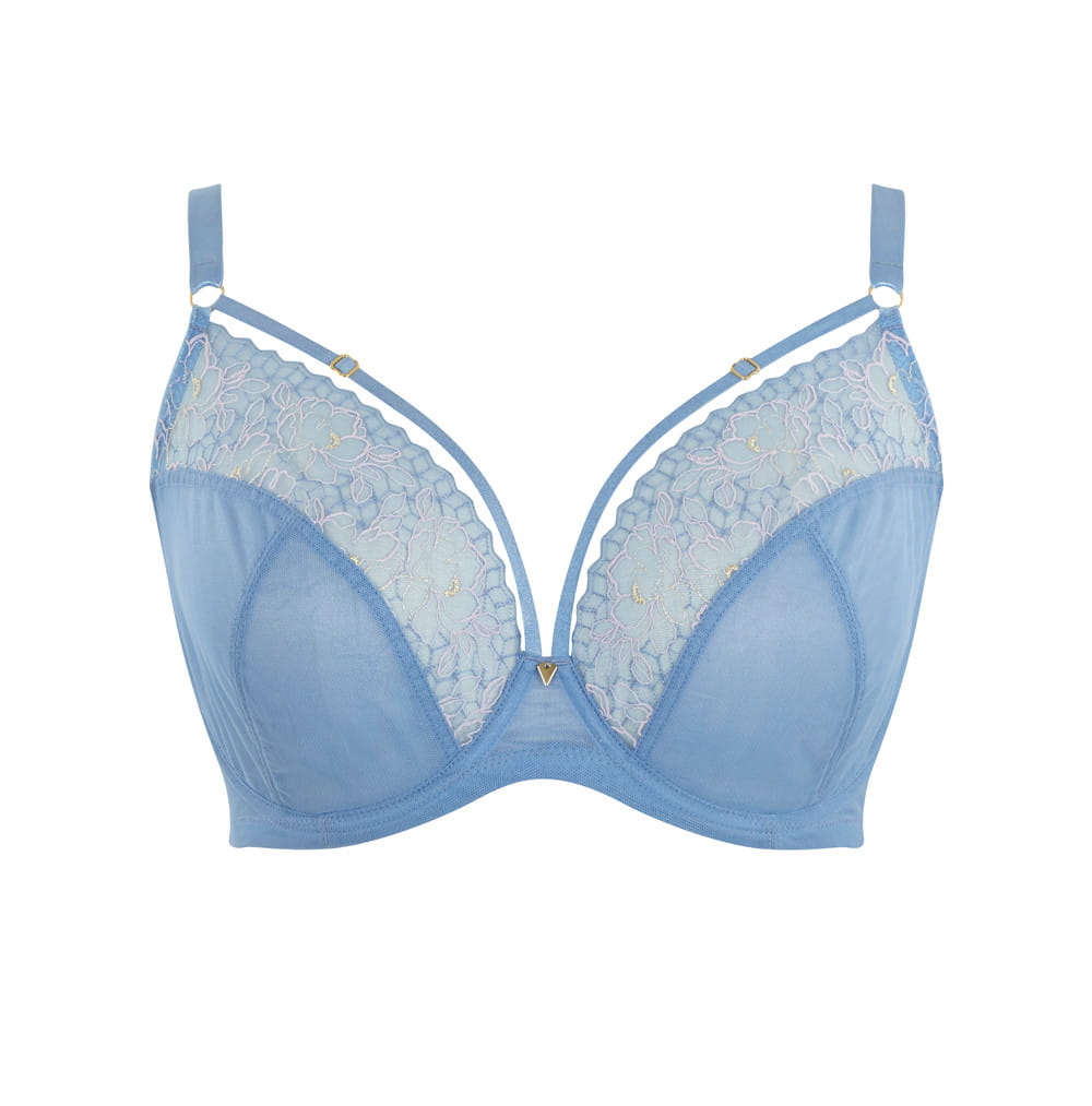 Non-padded Cup Plunge Bra with Decollete Valentine Luxe Denim Blue