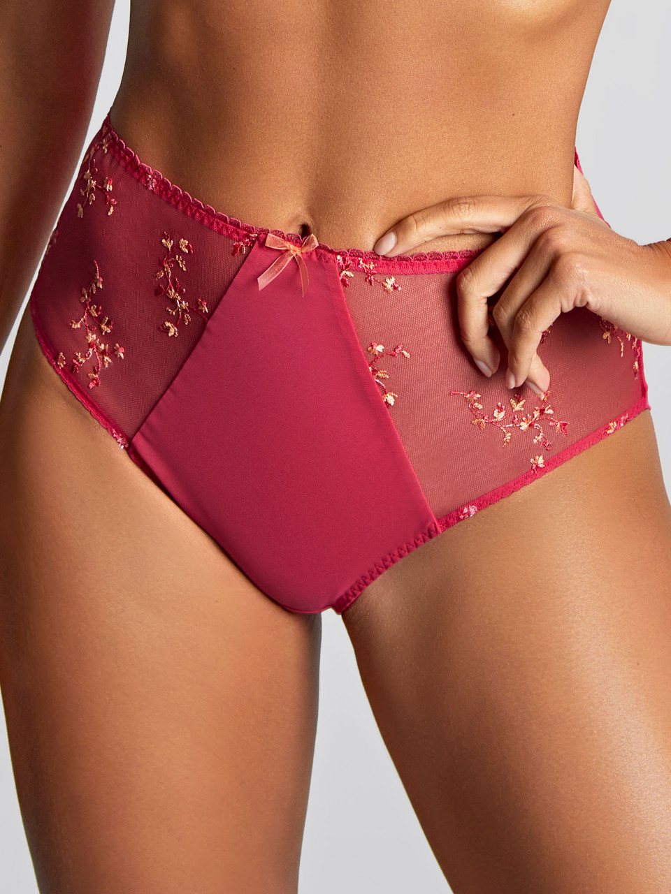 Cueca de Cintura Alta com Bordados Florais Meadow Raspberry 1