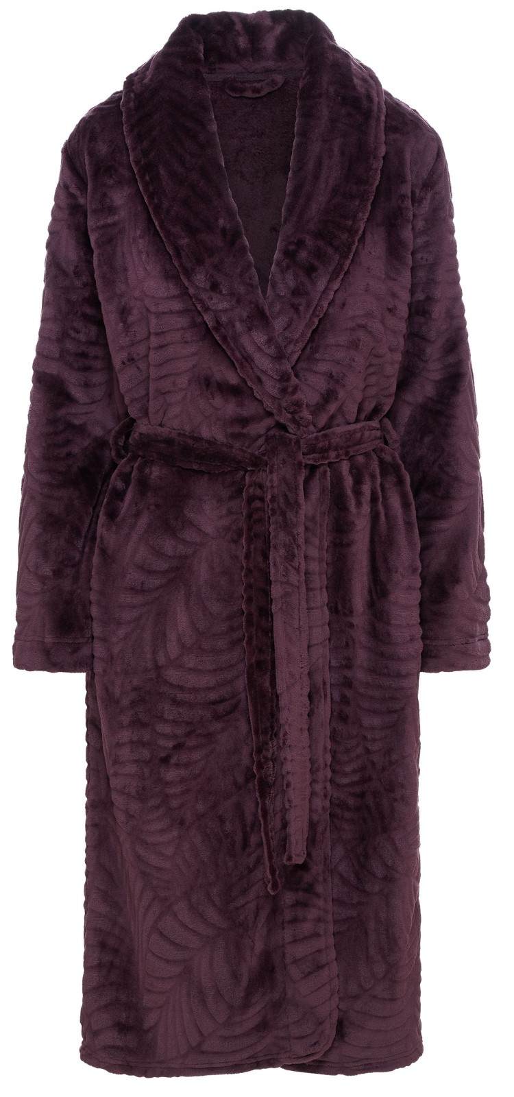 Robe Longo Gata Bordeaux com Folhas em Relevo