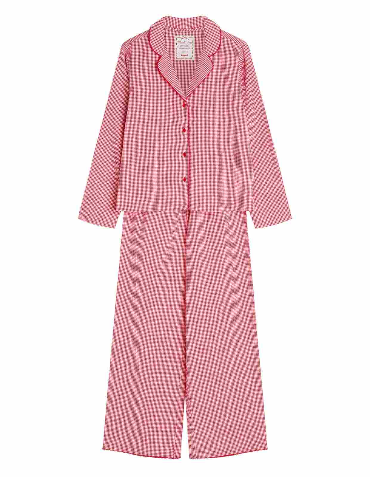 Pijama Comprido Sugar Spark Xadrez Vermelho com Laço