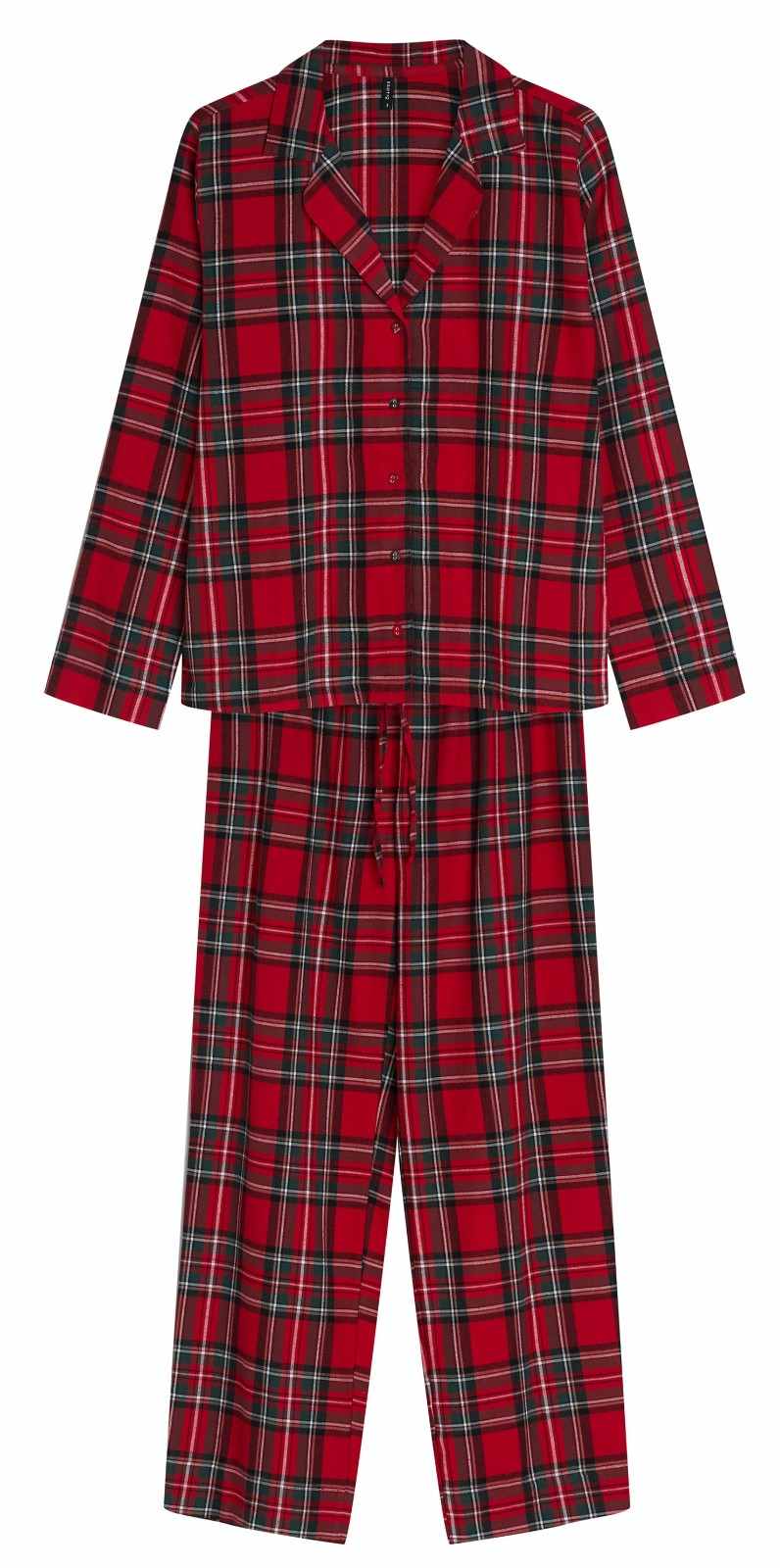 Pijama Comprido de Flanela Scarlette Xadrez Vermelho