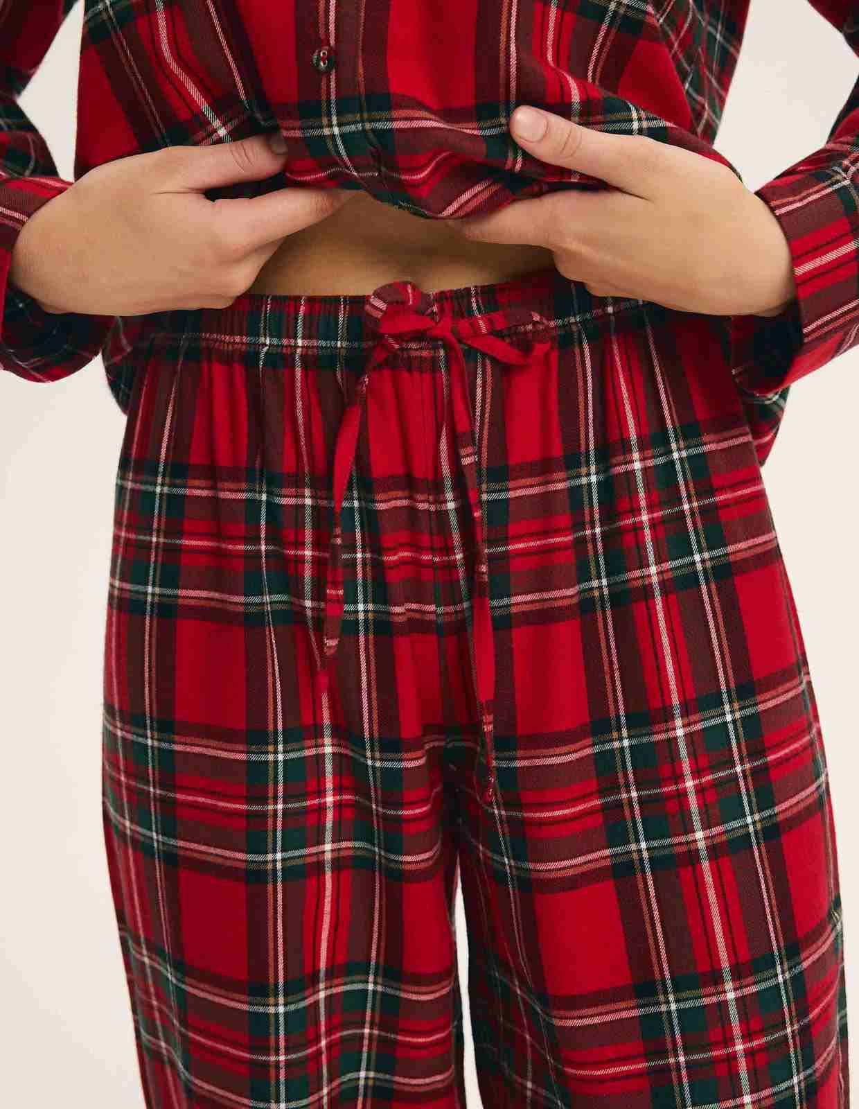 Pijama Comprido de Flanela Scarlette Xadrez Vermelho 3