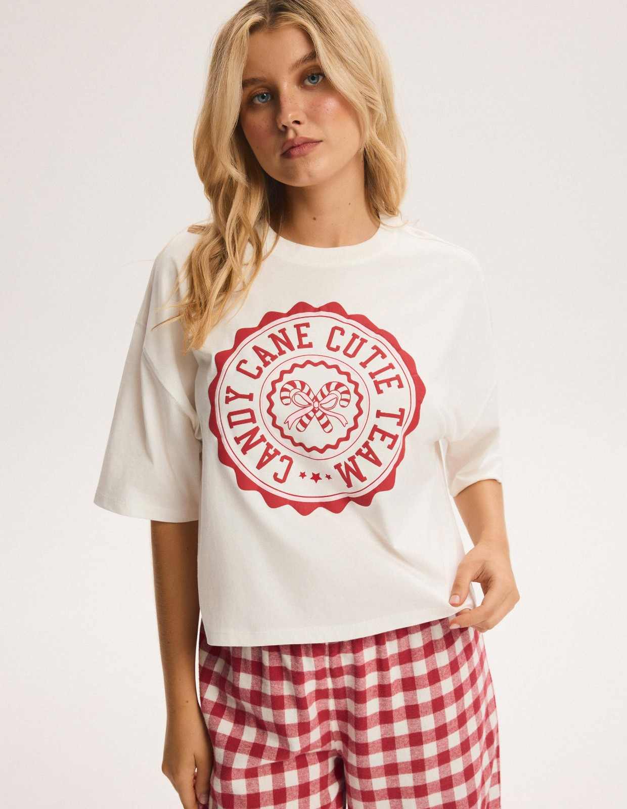 Pijama Comprido Candy Cutie Flanela Ecru 1