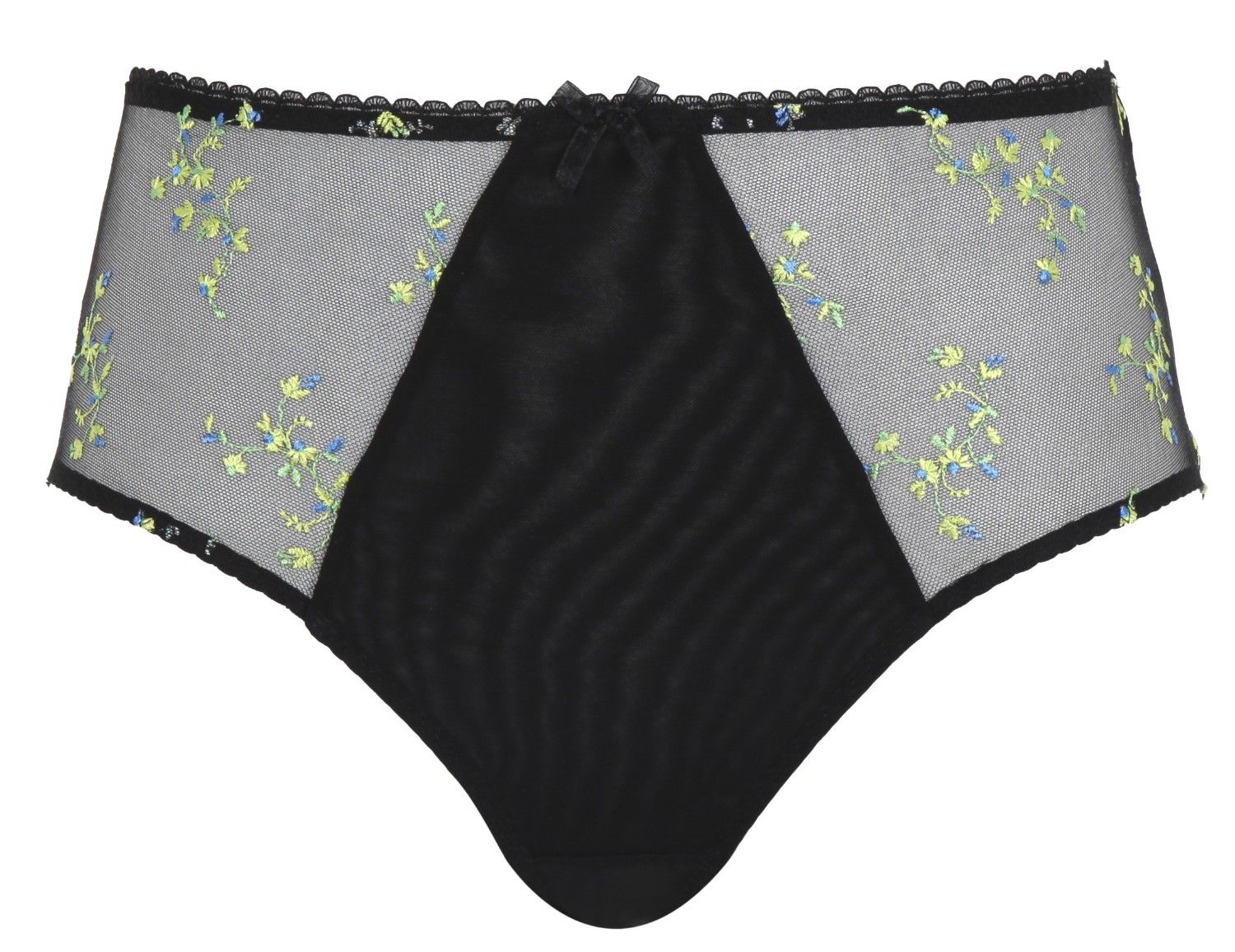 Cueca de Cintura Alta com Bordados Florais Meadow Black