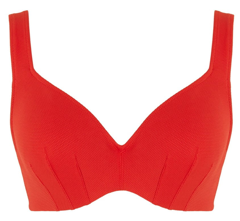 Non-padded Wired Plunge Bikini Jennifer Aurora Red