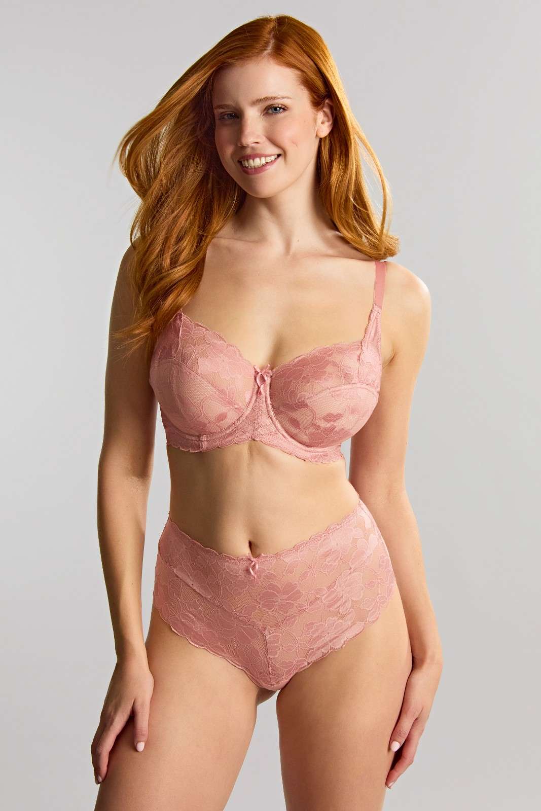 Cueca de Cintura Alta Rendada Amour Rose Pink 2