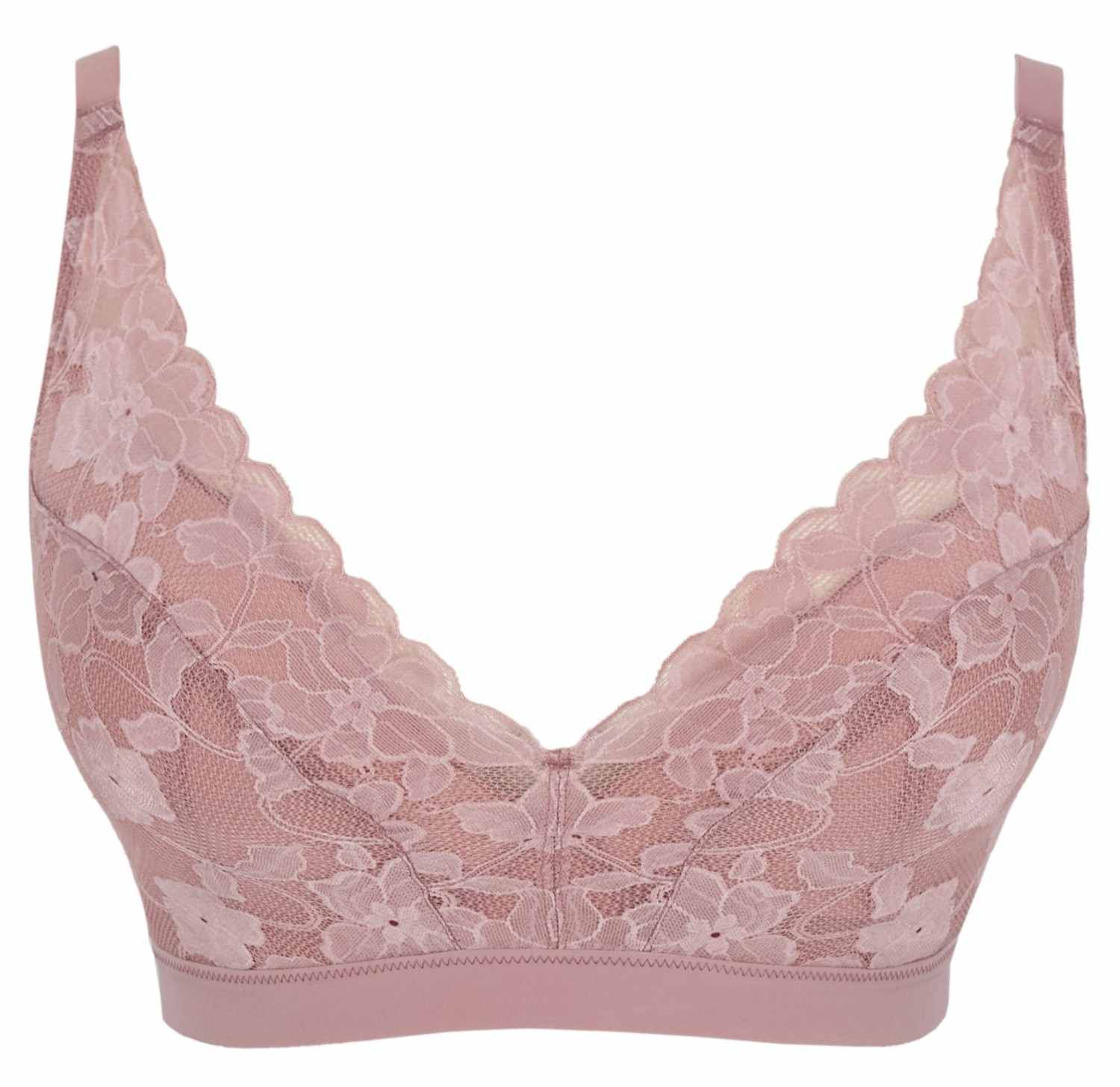 Soutien Bralette de Copa Moldada Sem Aros Rendado Amour Rose Pink