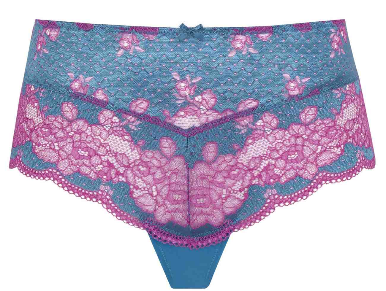 Clara Teal Magenta Lace High Waisted Brief