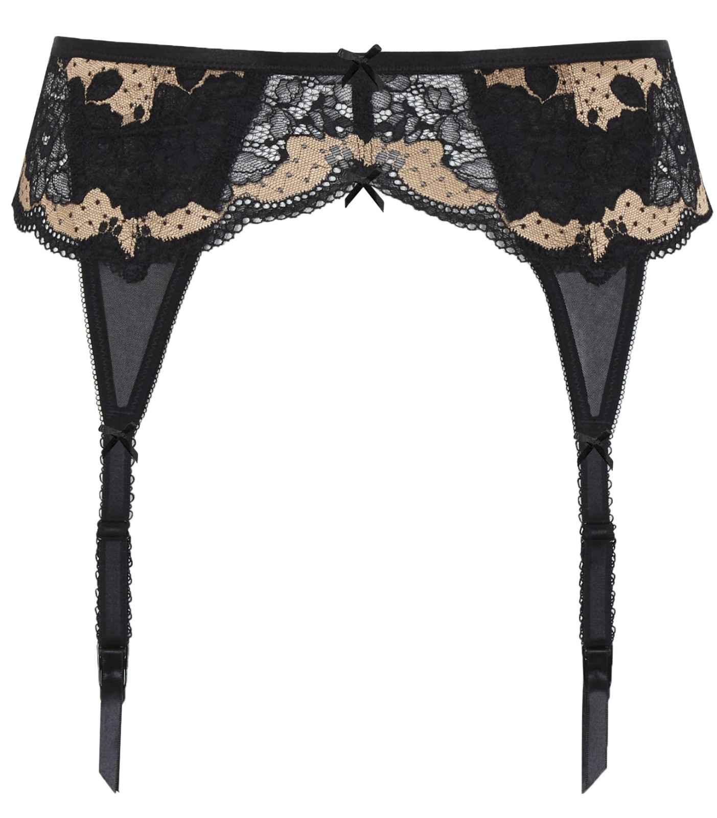Cinto de Ligas Rendado Clara Black/Vintage Gold