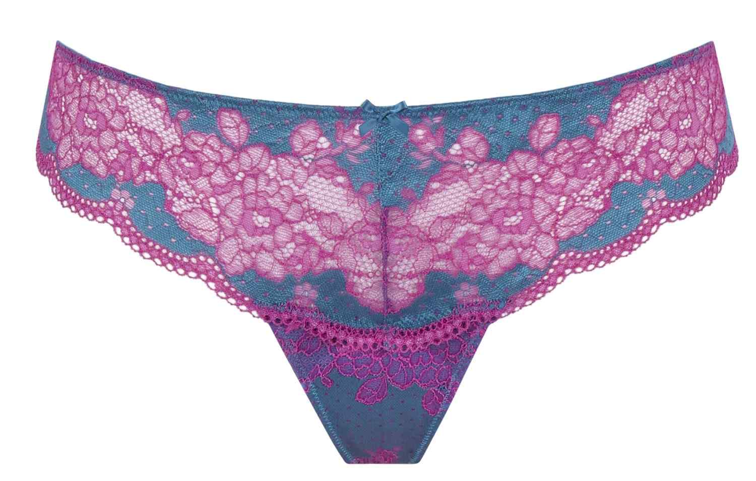 Clara Teal Magenta Laced Thong