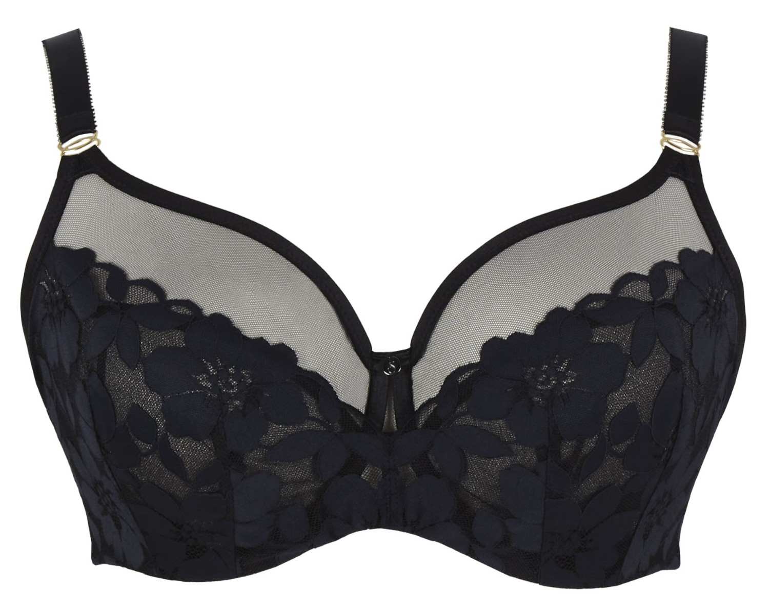 Non-padded Full Cup Bra with Lace Flora Black