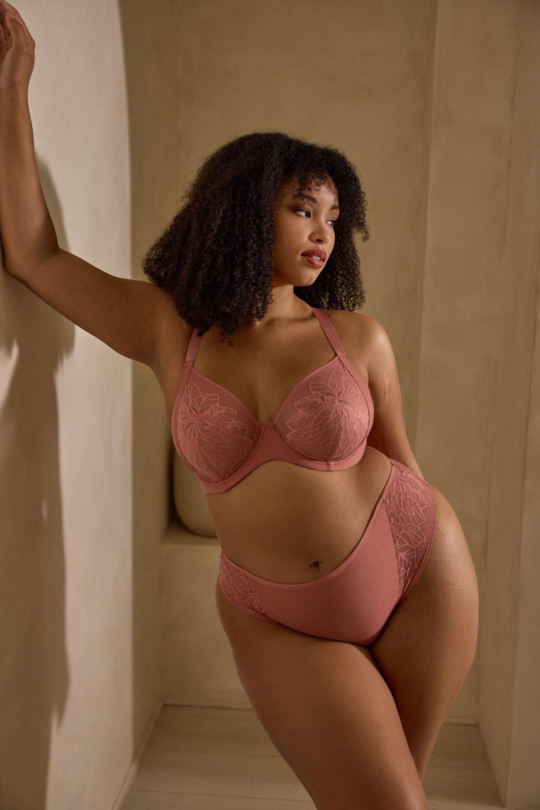 Non-padded Plunge Bra with Lace Sophia Sienna Rose 3