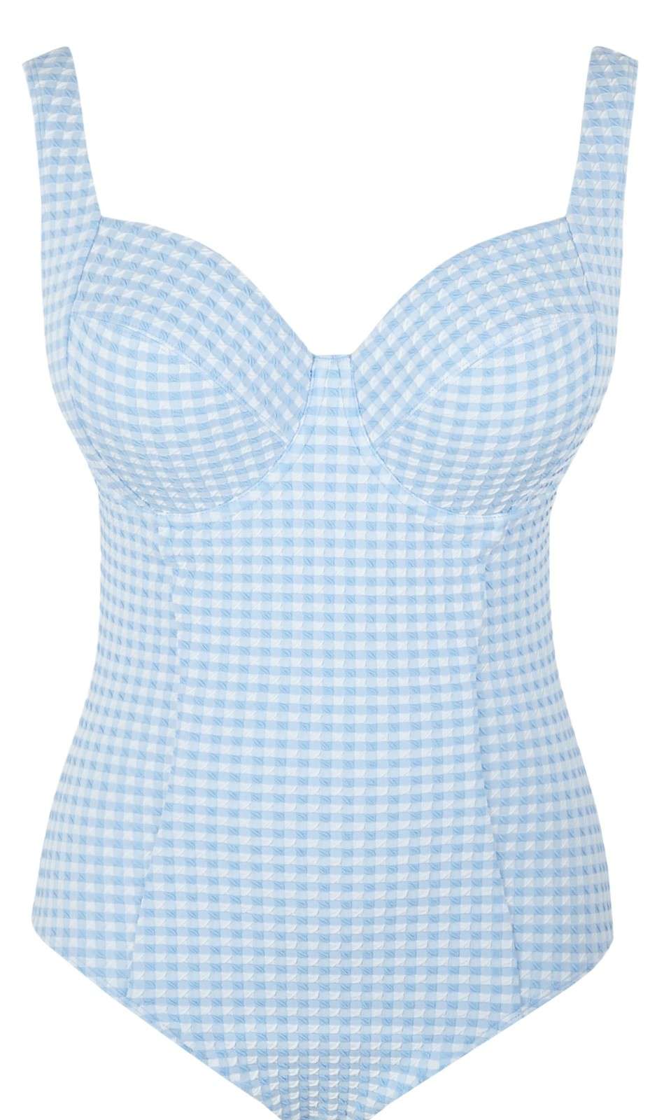 Non-padded Balconnet Swimsuit with Wires Paloma Sky Blue Gingham
