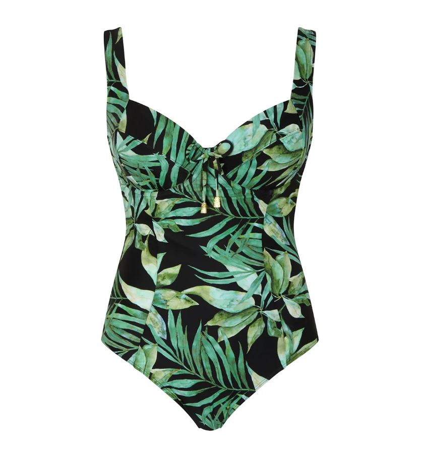 Traje de Baño Balconnet de Copa Suave con Aros Bali Palm Print