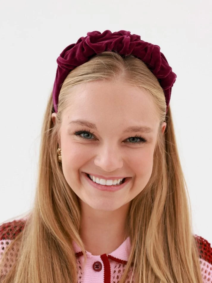 Headband Wrinkle Velvet Bordeaux 1