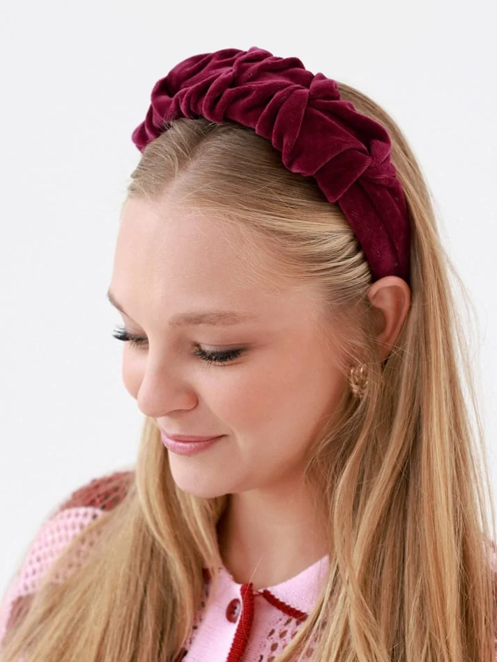Headband Wrinkle Velvet Bordeaux 2