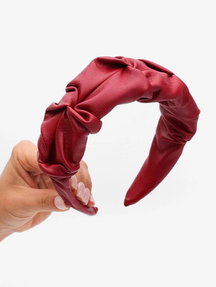 Headband Wrinkle Leather Red 1
