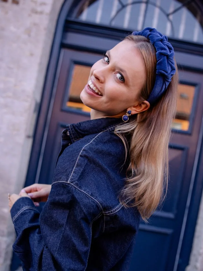 Headband Wrinkle Velvet Indigo 1