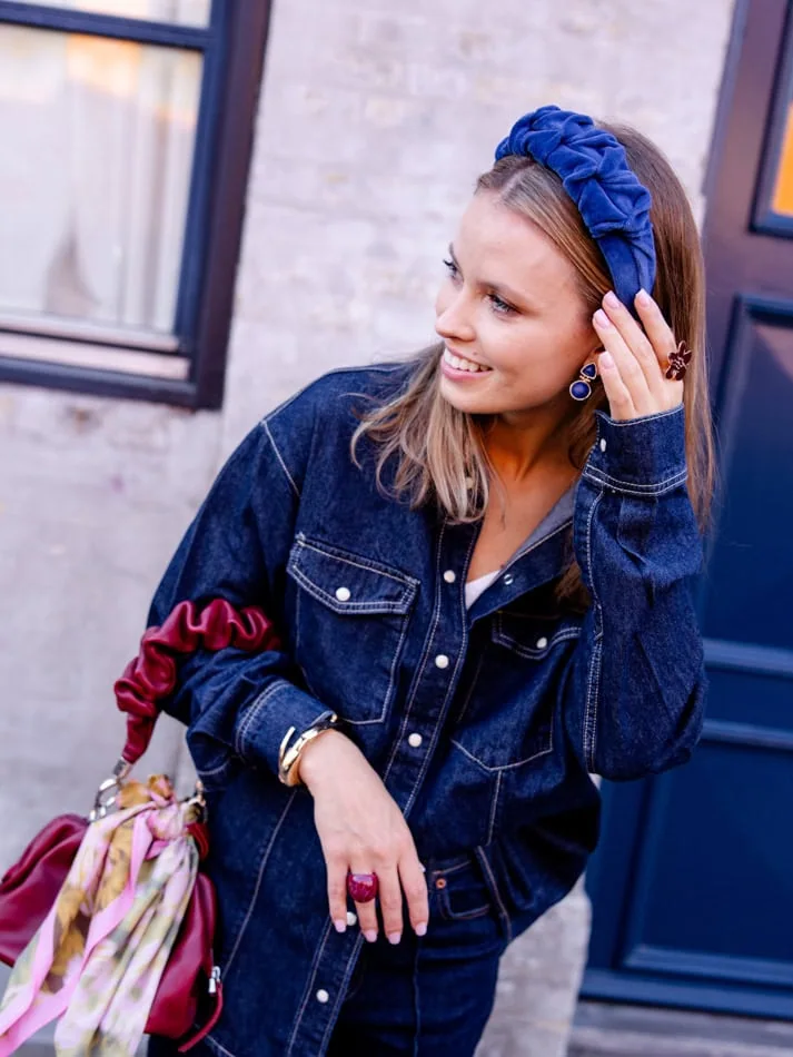 Headband Wrinkle Velvet Indigo 2