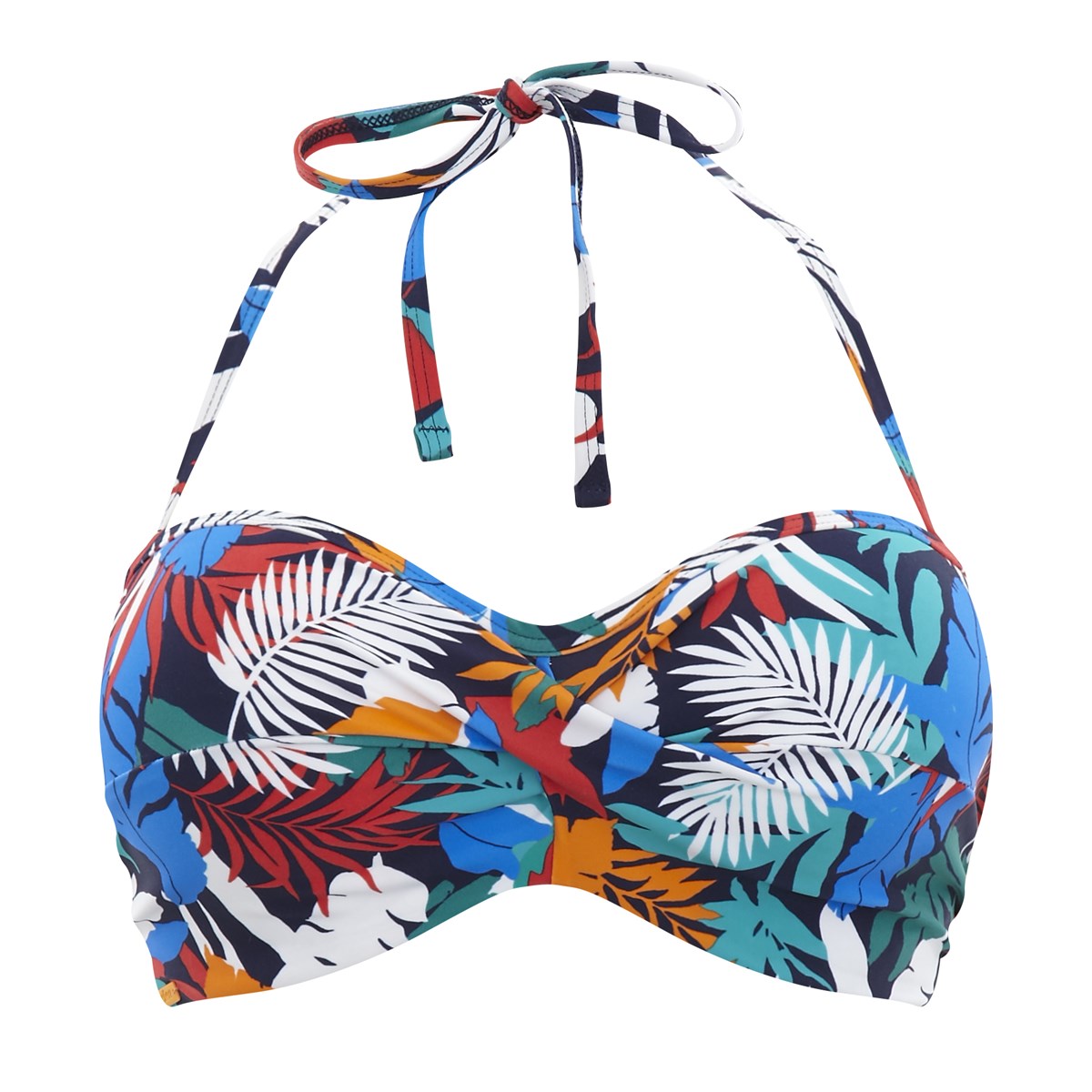 Bikini Bandeau de Copa Moldeada Isla Tropical Orange