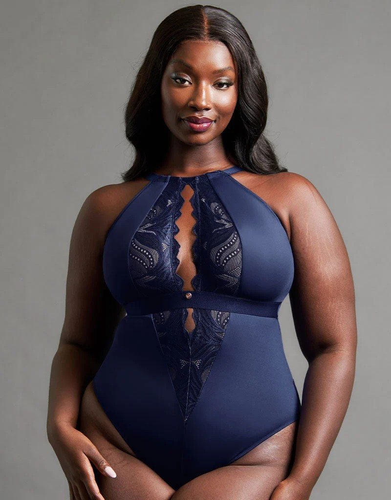 Body de Copa Mole Sem Aros com Decote em V Indulgence Navy Blue 1