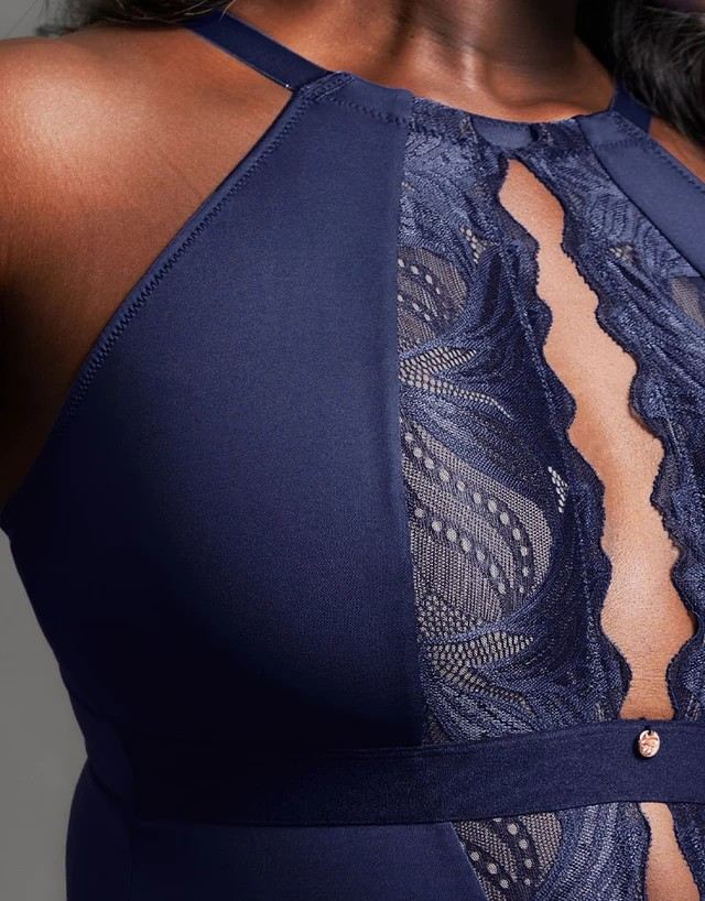 Body de Copa Mole Sem Aros com Decote em V Indulgence Navy Blue 3