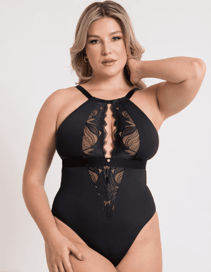 Body de Copa Mole Sem Aros com Decote em V Indulgence Black/Latte 1