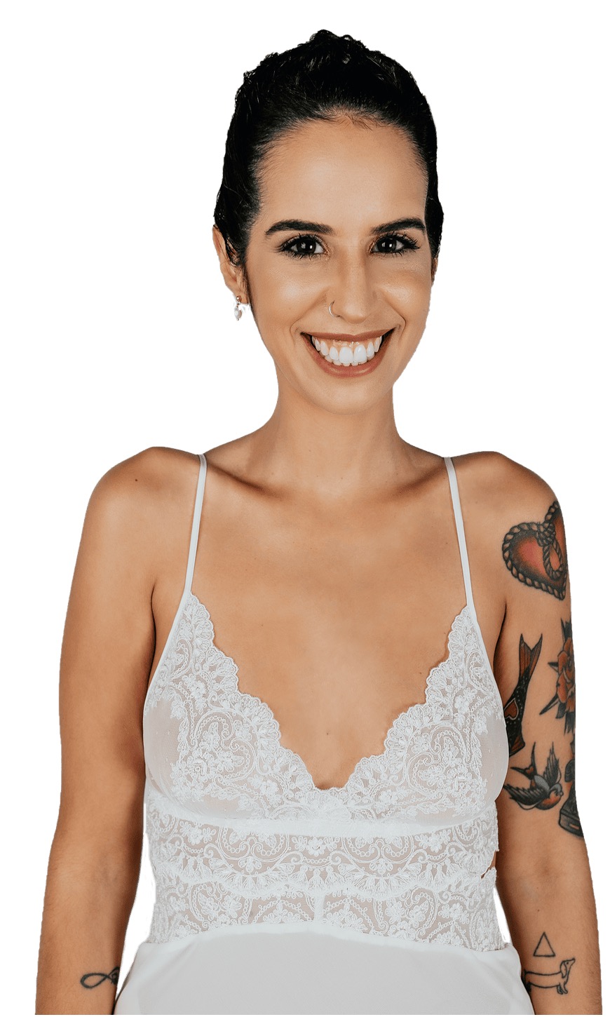 Transparent White Nightdress with Low Neckline 1