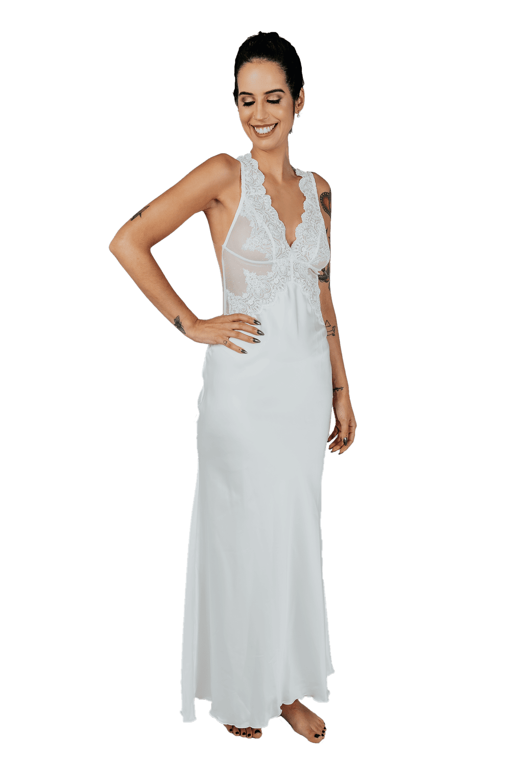 Heritage Long Nightdress with Button Application 2