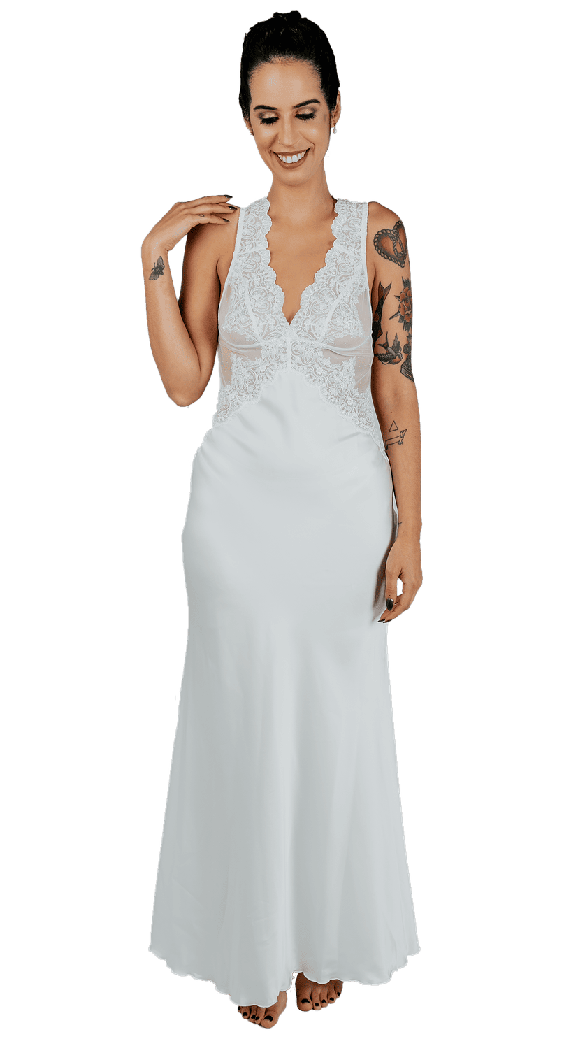 Heritage Long Nightdress with Button Application 1