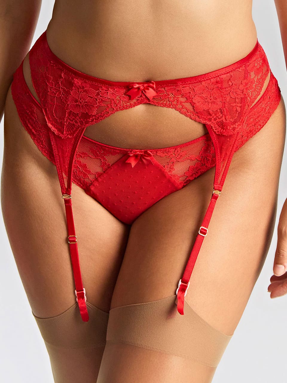 Cinto de Ligas Rendado Heidi Ruby Red 1