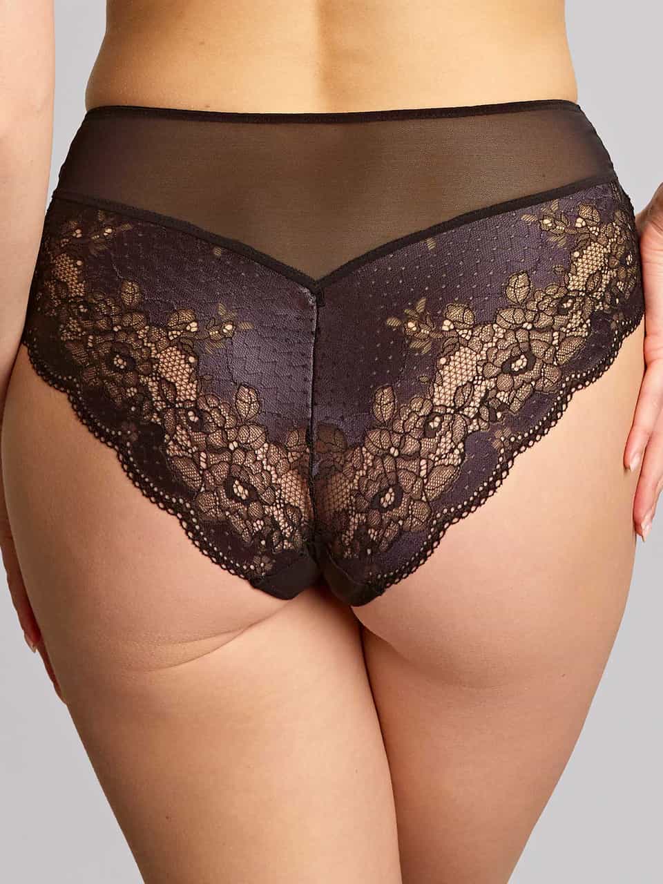 Cueca de Cintura Alta Rendada Clara Charcoal/Black 3