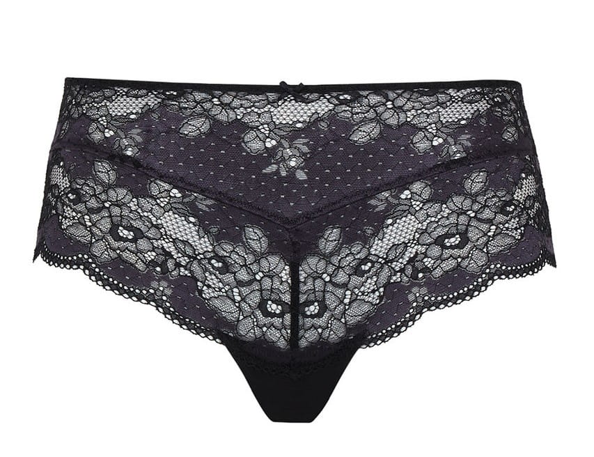 Clara Charcoal/Black Lace High Waisted Brief