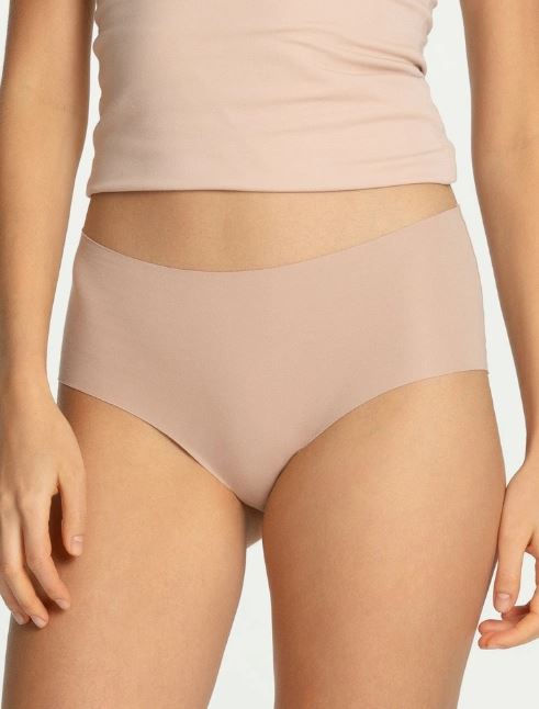 Cueca Cintura Subida Asa Delta Cotton Midi Bege