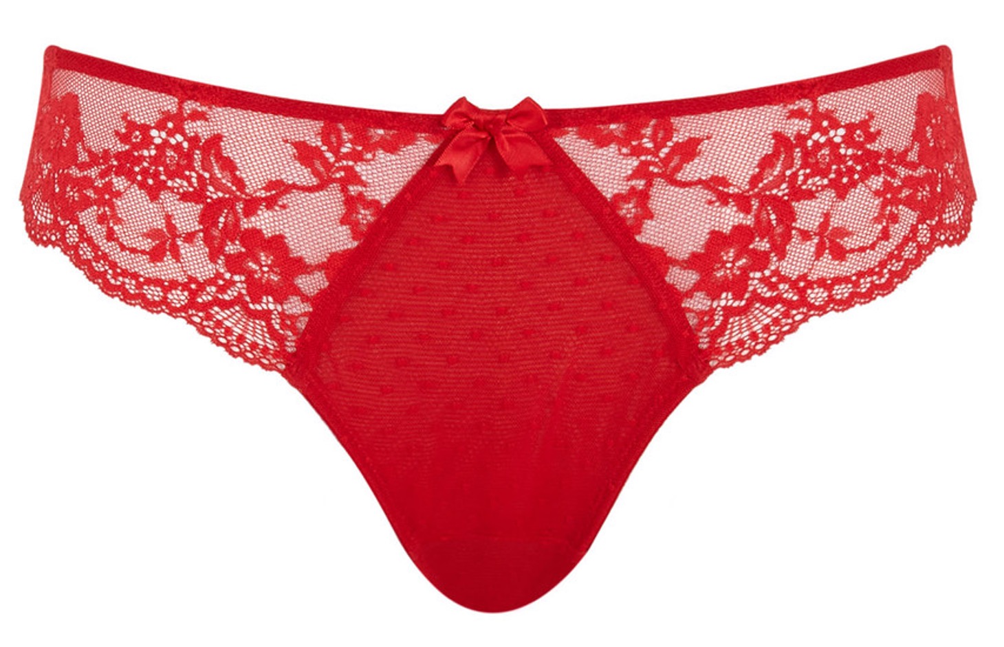 Cueca Asa Delta com Renda Floral Heidi Ruby Red