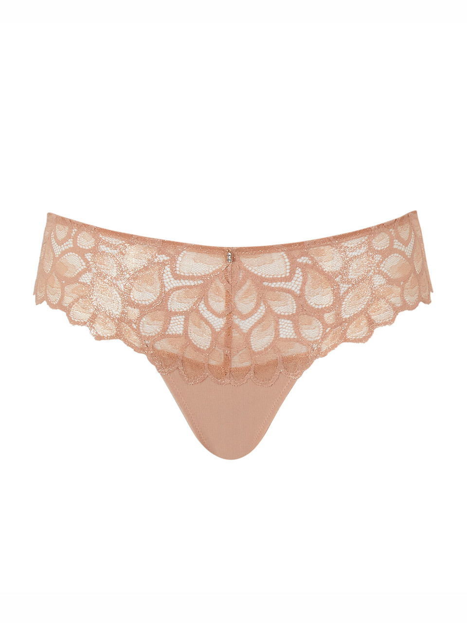 Cueca Tanga Rendada Allure Champagne Gold