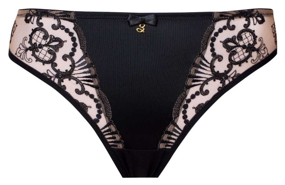 Brazilian Cut Brief with Swiss Embroidery Perla Black