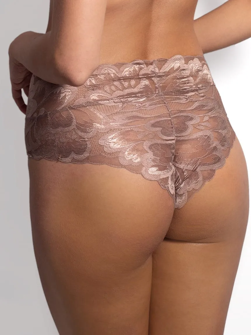 High Waisted Lace Brief Soft Touch Up Tan 2