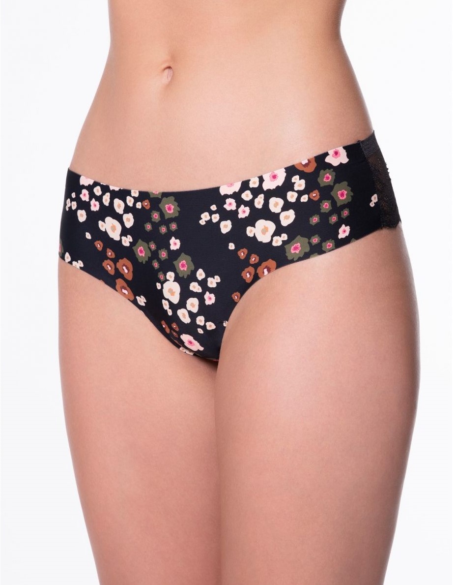Cueca Asa Delta com Padrão Floral e Renda Peggy Brown 1