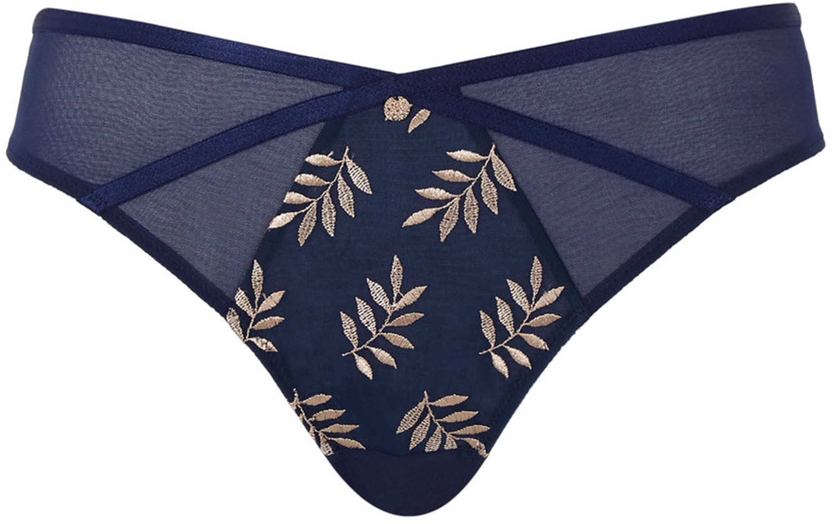 Cueca Asa Delta com Bordados Florais Tango Navy Champagne