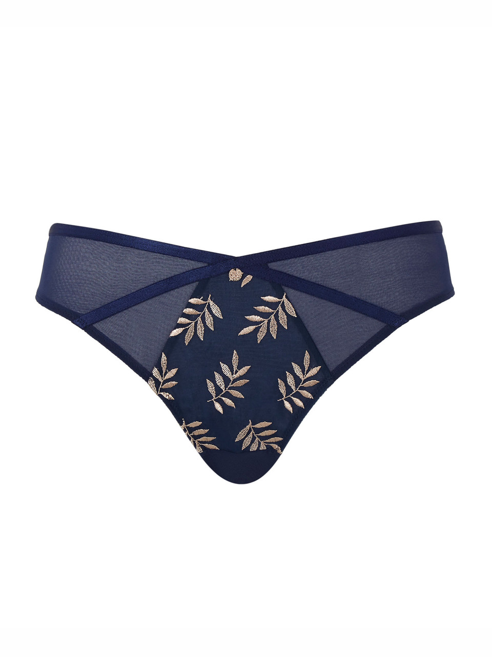 Cueca Asa Delta com Bordados Florais Tango Navy Champagne