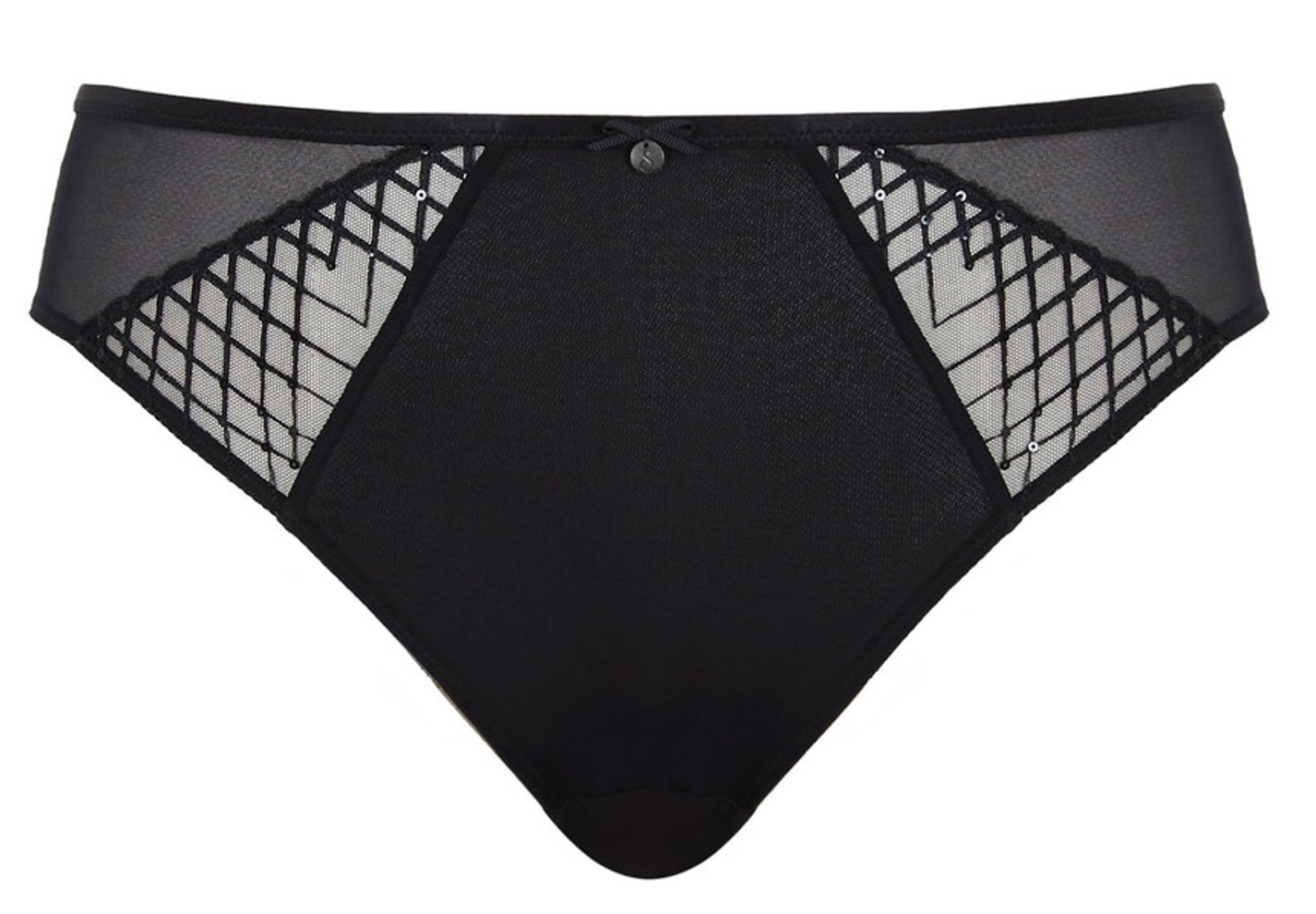 Cueca Clássica de Cintura Média Ella Black Sequin