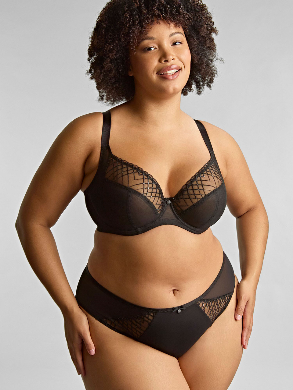 Cueca Clássica de Cintura Média Ella Black Sequin 3