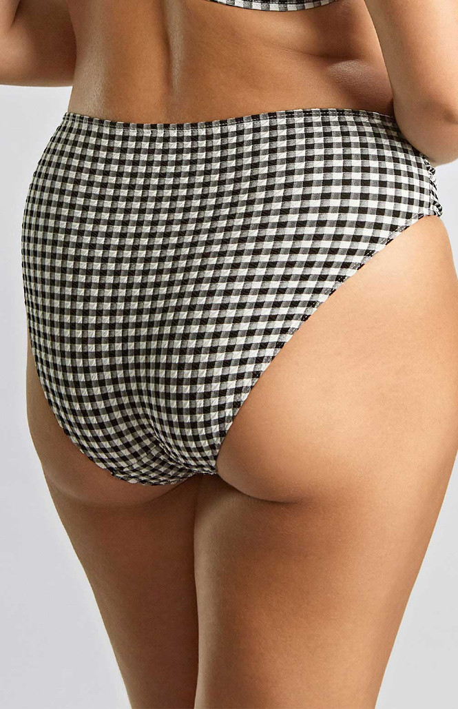 Cueca de Banho de Cintura Média Olivia Black Gingha 2