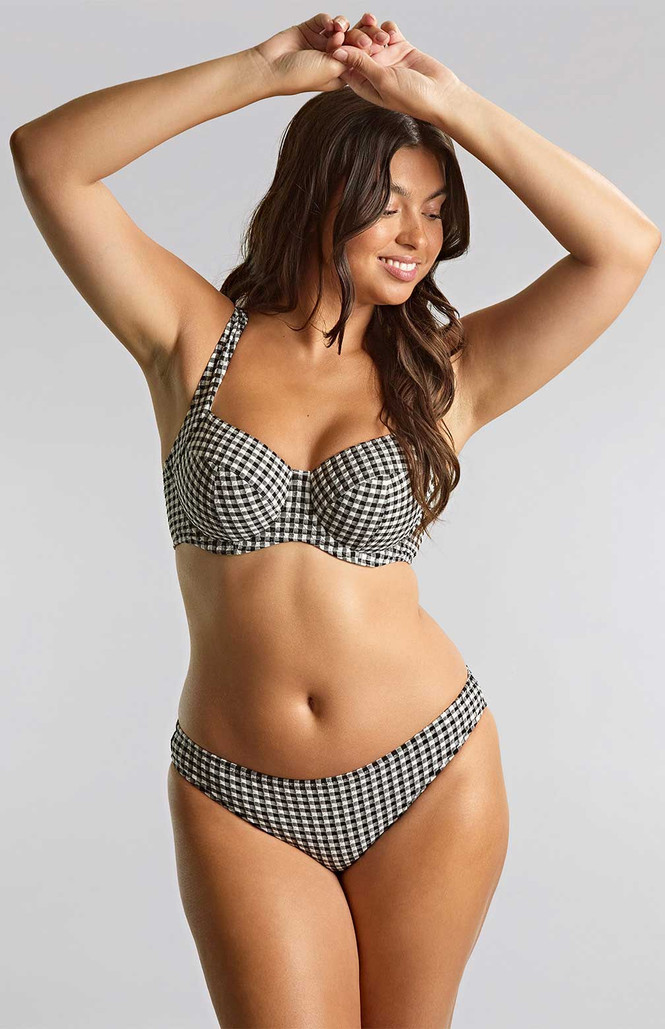 Cueca de Banho Clássica Olivia Black Gingha 3