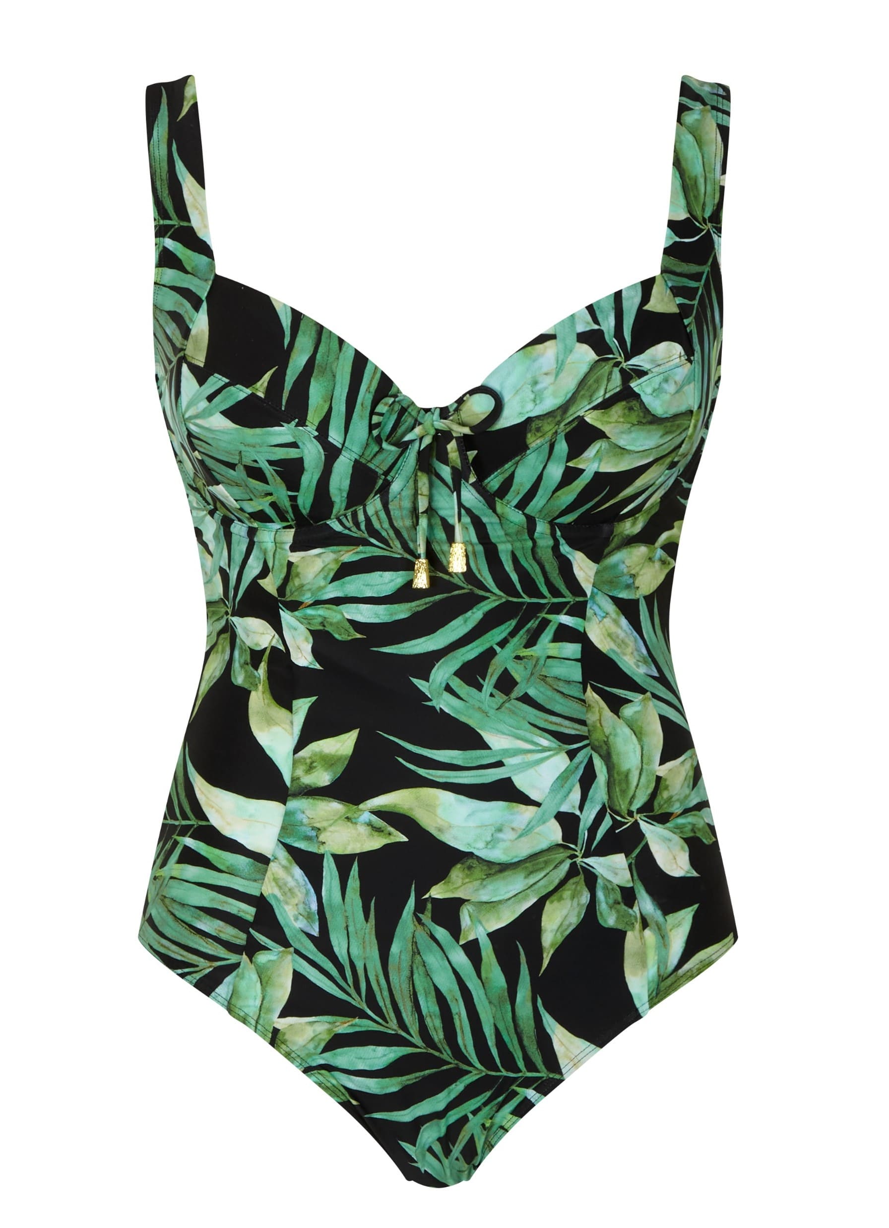 Non-padded Balconnet Swimsuit with Wires Bali Palm Print