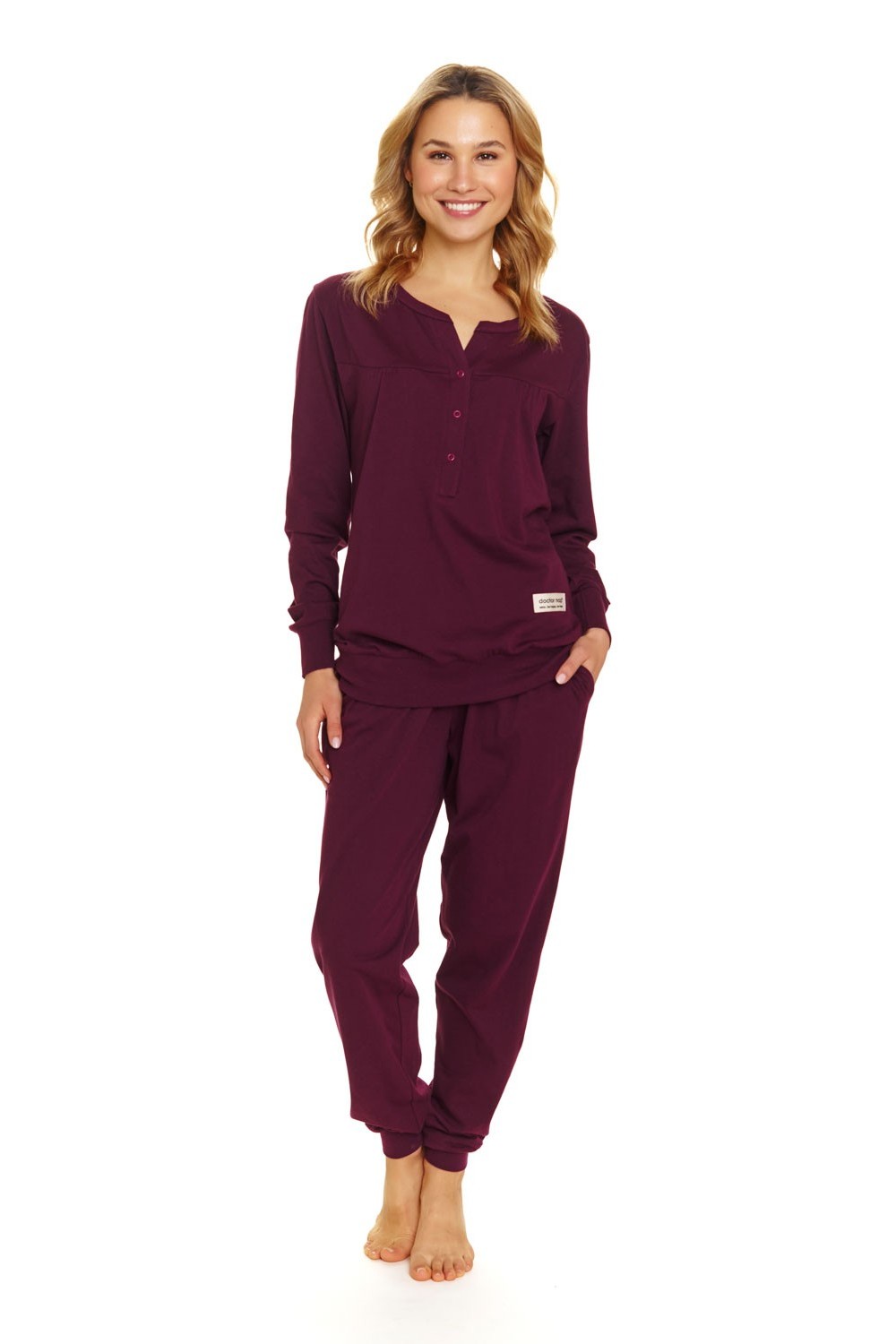 Long Sleeve Pyjamas With Trousers Burgundy