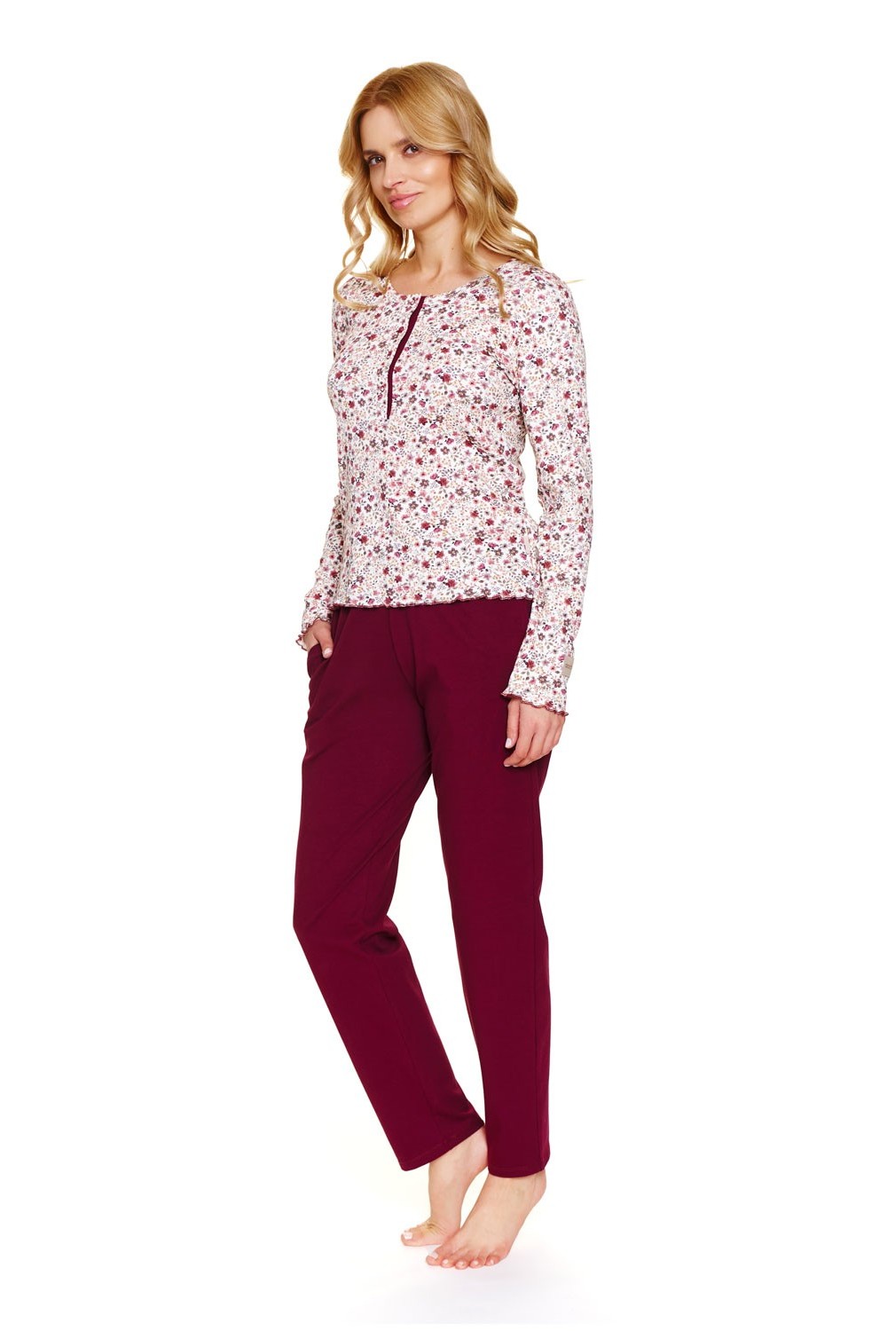 Pijama De Manga Comprida Com Calça flores 2